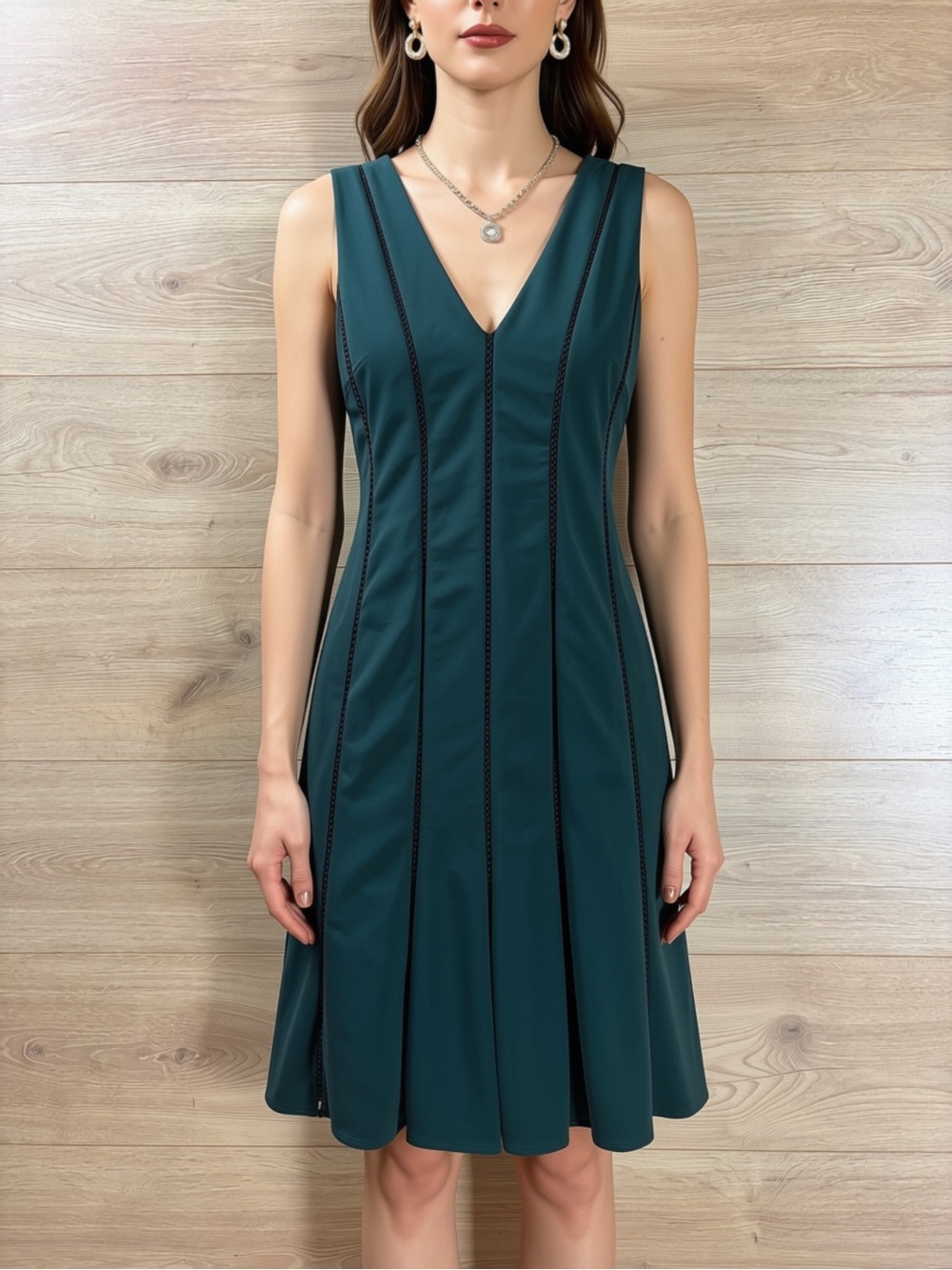 Adelyn Rae Knit Ponte dress in hunter green Medium